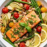 Sheet Pan Salmon with White Beans Recipe