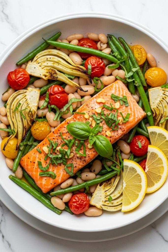 Sheet Pan Salmon with White Beans Recipe